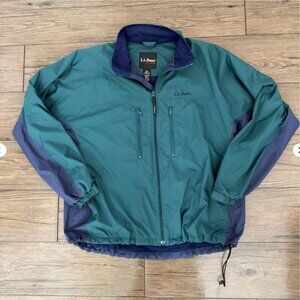 LL Bean Windbreaker Jacket Outdoors Full Zip Teal Blue XL